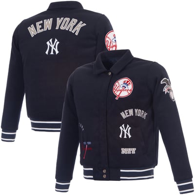 New York Yankees JH Design Women's Reversible Wool Full-Snap Jacket - Navy