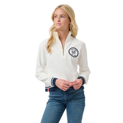 New York Yankees Lusso Women's Maura Quarter-Zip Pullover - Cream/Navy