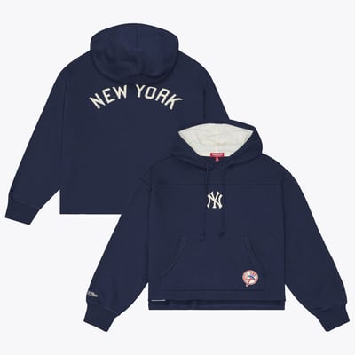 New York Yankees Mitchell & Ness Women's Cooperstown Collection Retro Roots Pullover Hoodie - Navy
