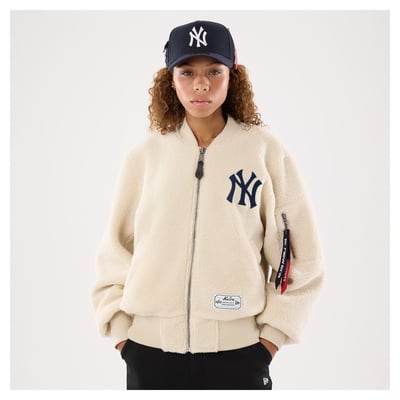  New York Yankees New Era x Alpha Industries Women's Sherpa Flight Jacket - White
