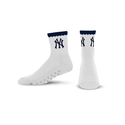  New York Yankees PRO Compression Women's Heartshape Grippers Yoga-Pilates Quarter Socks - White