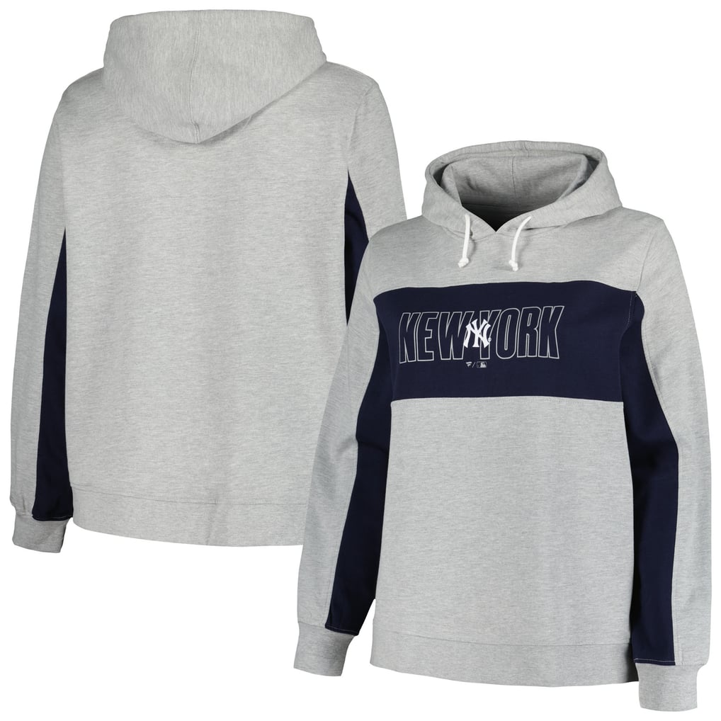 New York Yankees Profile Women's Plus Size Pullover Jersey Hoodie - Heather Gray