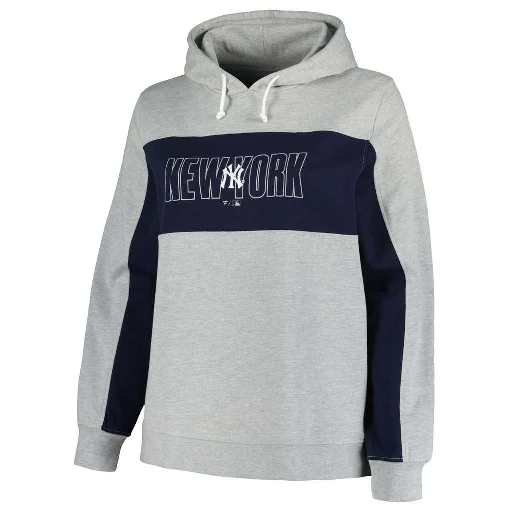 New York Yankees Profile Women's Plus Size Pullover Jersey Hoodie - Heather Gray
