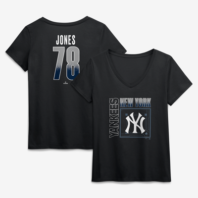 Spencer Jones New York Yankees Women's Home Field Pop Name & Number V-Neck T-Shirt - Black