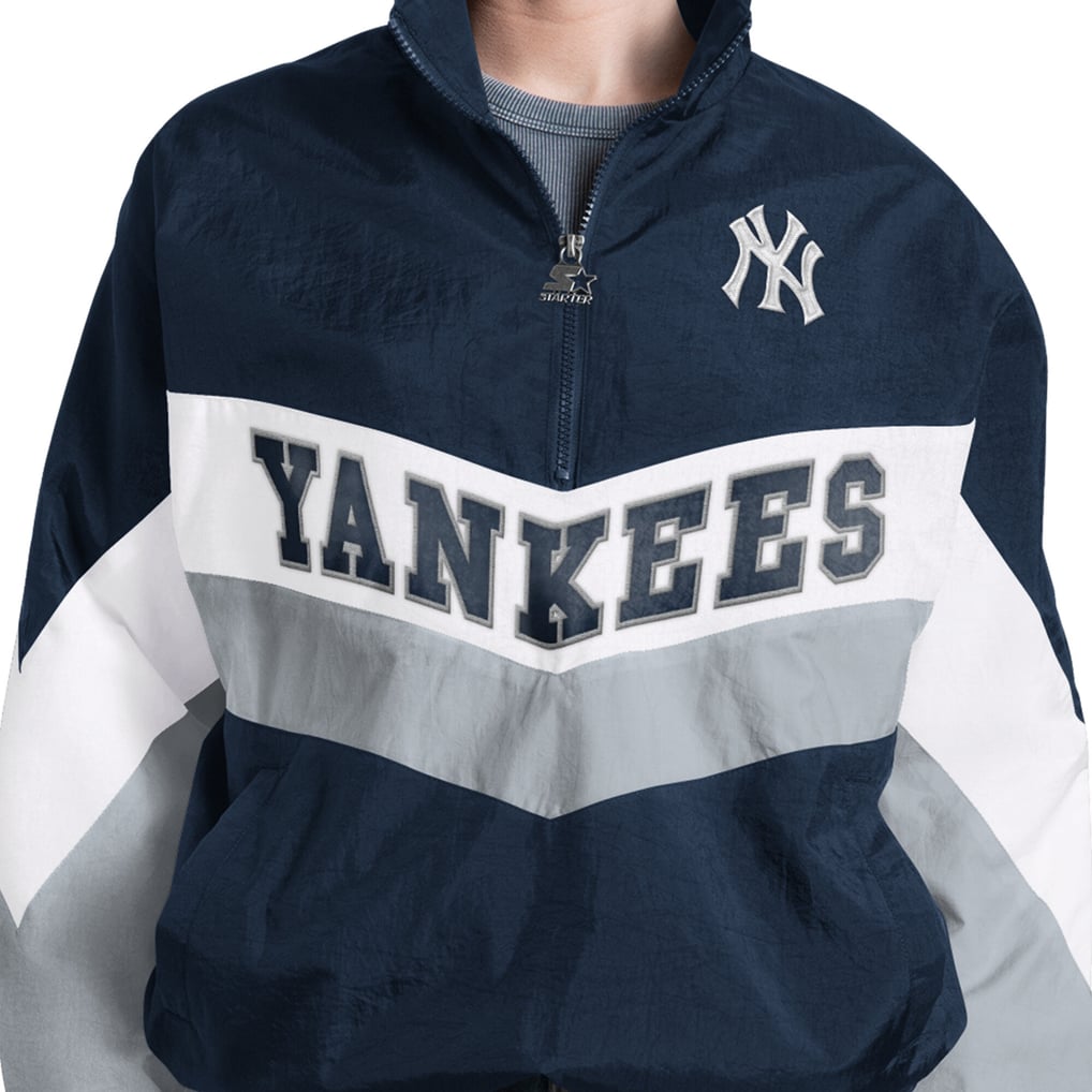  New York Yankees Starter Women's Yardline Quarter-Zip Pullover - Navy