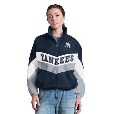  New York Yankees Starter Women's Yardline Quarter-Zip Pullover - Navy