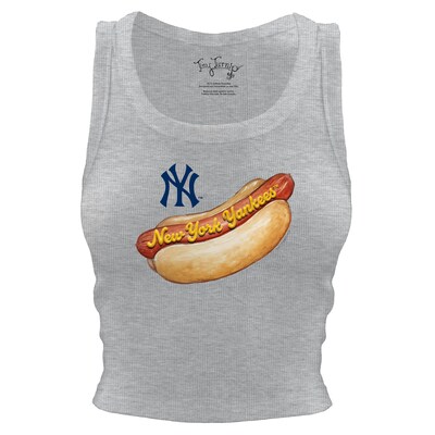 New York Yankees Tiny Turnip Women's Hot Dog Cropped Tank Top - Gray