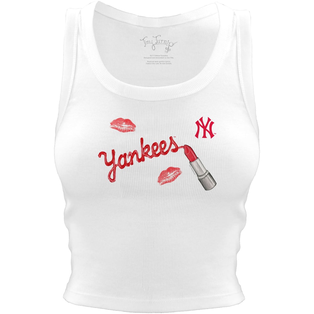 Women's New York Yankees Tiny Turnip White Lipstick Crop Tank Top