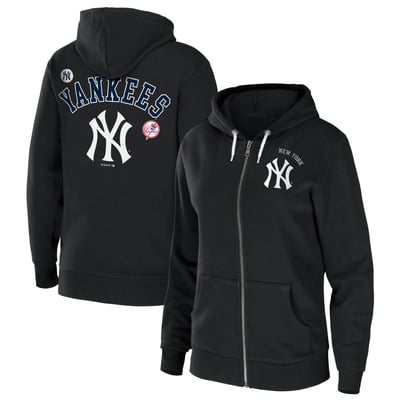  New York Yankees WEAR by Erin Andrews Women's Full-Zip Sponge Fleece Hoodie - Black