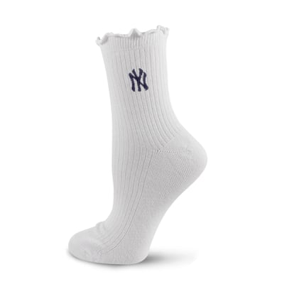  New York Yankees PRO Compression Youth Logo Lettuce Hem Quarter Socks - White