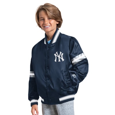 New York Yankees Starter Youth Courtside Jr. Varsity Full Snap Jacket - Navy