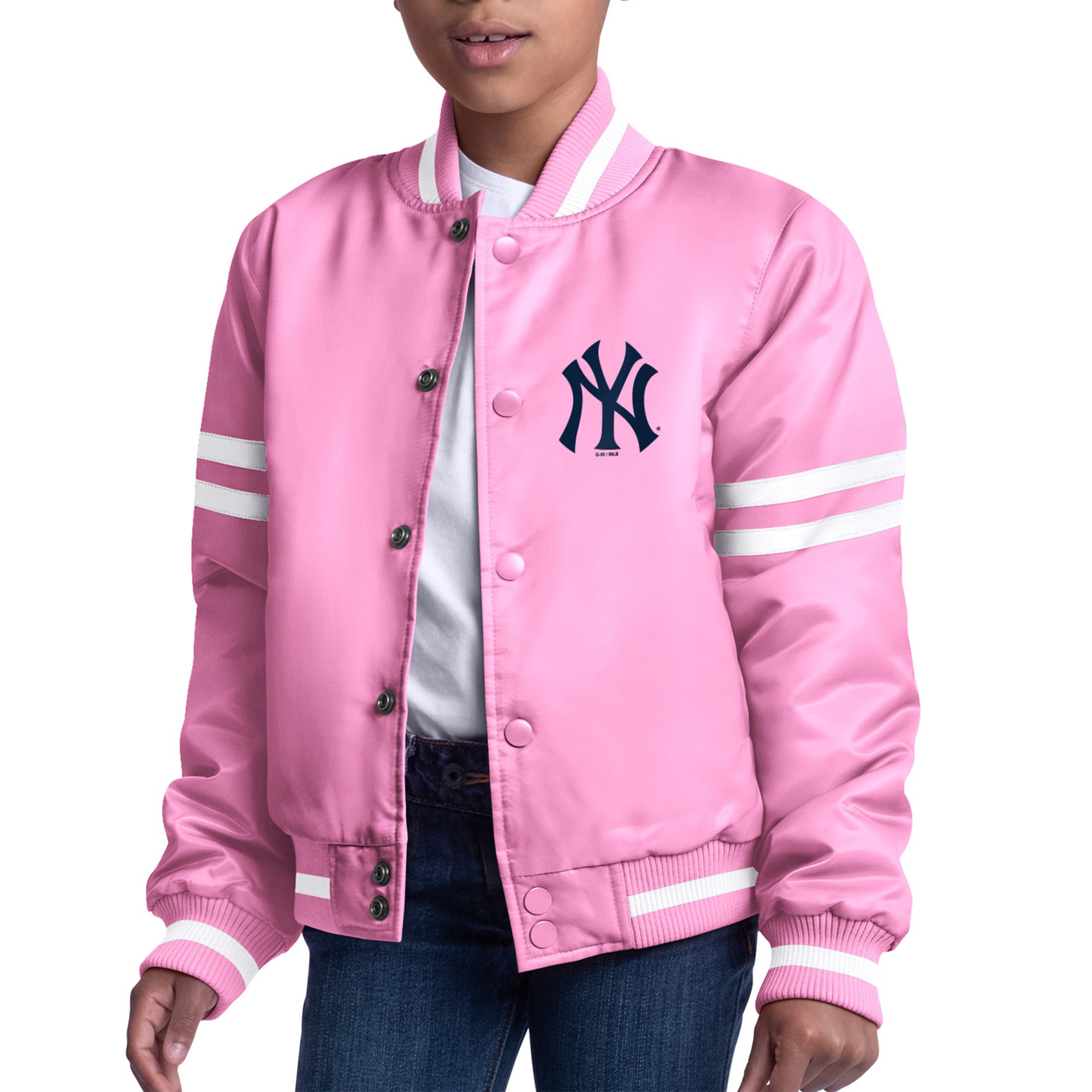 New York Yankees Starter Youth Team Logo Full-Snap Satin Varsity 