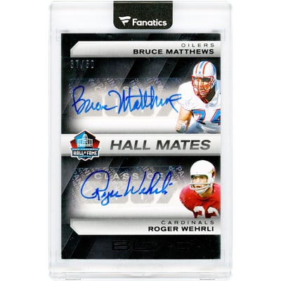 Bruce Matthews & Roger Wehrli Autographed 2025 Panini Black Hall Mates Dual #HMD-BMRW #37/50 Card 