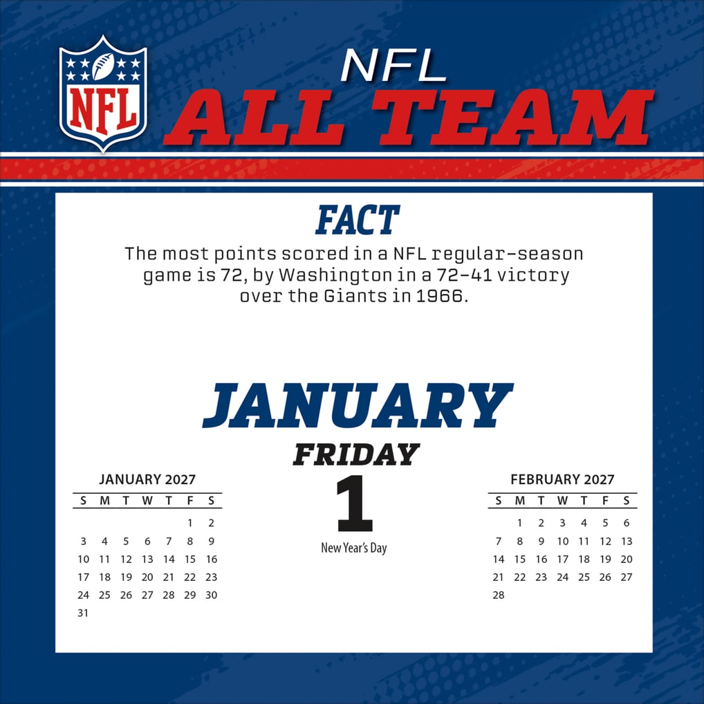 NFL Multi-Team 2027 Box Calendar