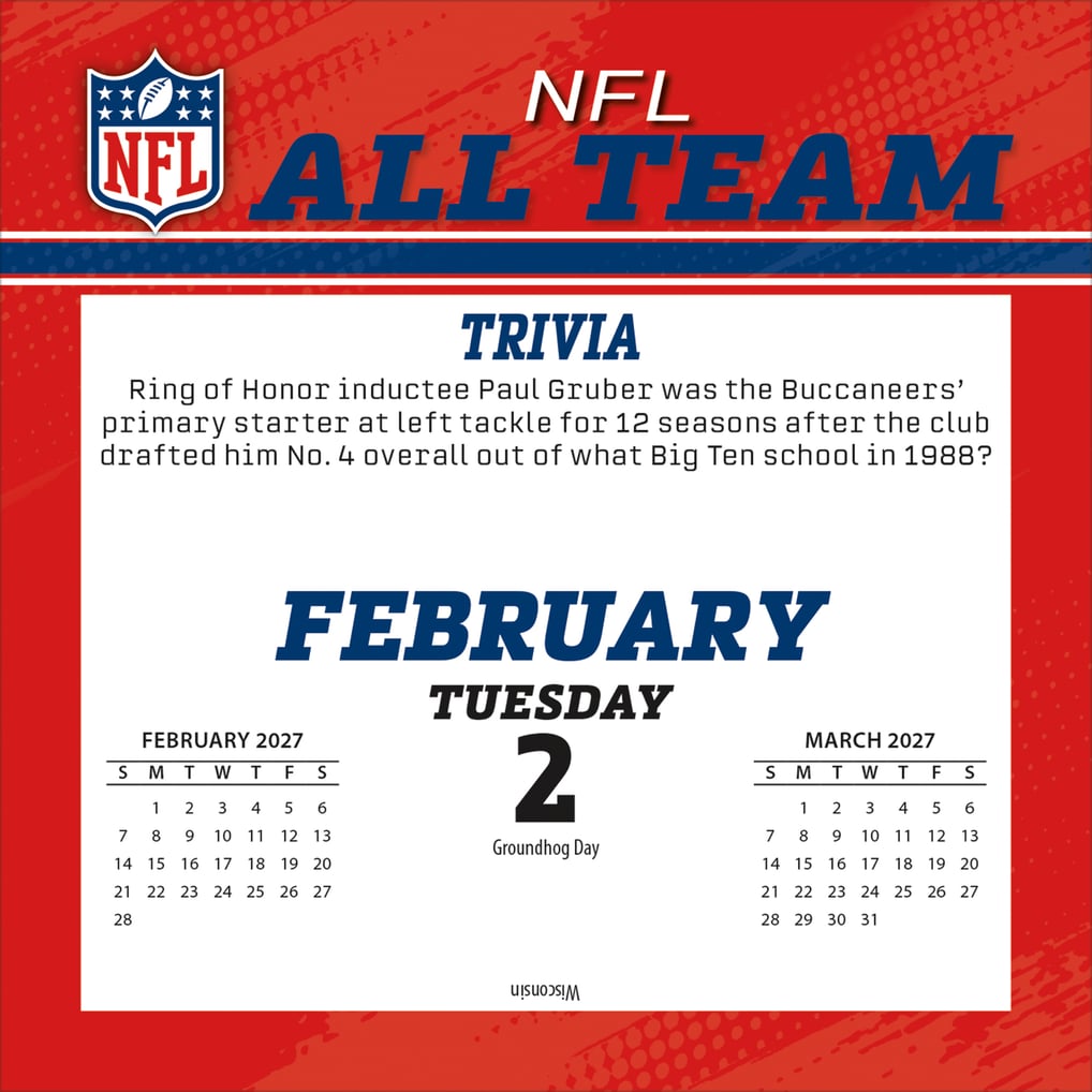 NFL Multi-Team 2027 Box Calendar
