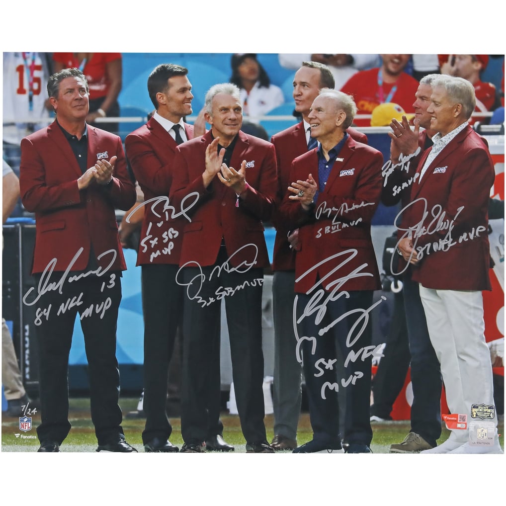 NFL Top 100 Quarterbacks Autographed 16" x 20" Red Jacket Ceremony Photograph with 7 Signatures & Multiple Inscriptions - Limited Edition #7/24