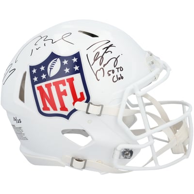 Patrick Mahomes, Tom Brady & Peyton Manning Autographed Fanatics Authentic Riddell NFL Shield Speed Authentic Helmet with "50 TD Club" Inscription - Limited Edition of 25