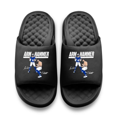 Cam Skattebo & Jaxson Dart NFLPA ISlide Unisex Arm & Hammer Motive Slide Sandals
