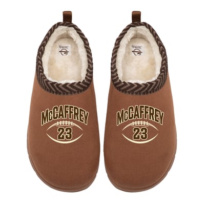 Christian McCaffrey NFLPA ISlide Unisex Name & Number Stack Mission Slippers