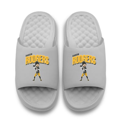 Aaron Rodgers NFLPA ISlide x BreakingT Unisex Player Caricature Motive Slide Sandals
