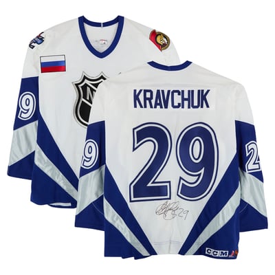 Igor Kravchuk Team World Autographed Fanatics Authentic Game-Used #29 White Jersey from the 1998 NHL All-Star Game