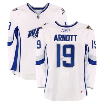 Jason Arnott Western Conference Autographed Fanatics Authentic Game-Used #19 White Jersey from the 2008 NHL All-Star Game 