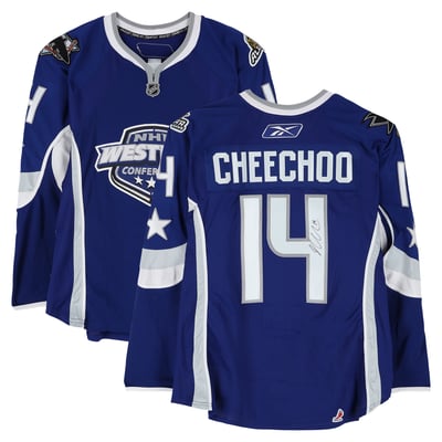 Jonathan Cheechoo Western Conference Autographed Fanatics Authentic Game-Used #14 Blue Jersey from the 2007 NHL All-Star Game 