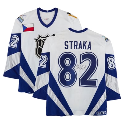 Martin Straka Team World Autographed Fanatics Authentic Game-Used #82 White Jersey from the 1999 NHL All-Star Game