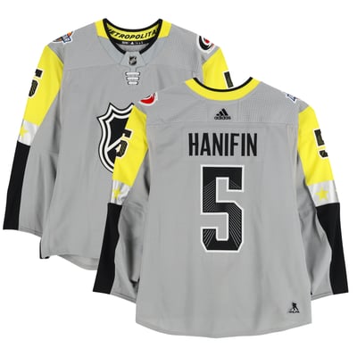 Noah Hanifin Metro Division Fanatics Authentic Game-Used #5 Gray Jersey from the 2018 NHL All-Star Game