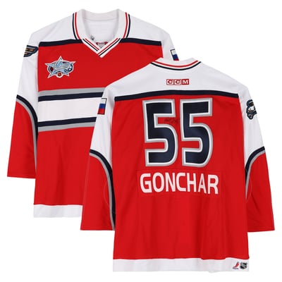 Sergei Gonchar Team World Autographed Fanatics Authentic Game-Used #55 Red Jersey from the 2001 NHL All-Star Game 