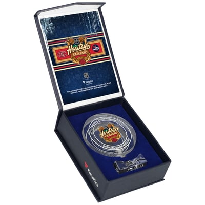 Winnipeg Jets vs. Montreal Canadiens Fanatics Authentic Crystal Puck - Filled with Ice from the 2026 NHL Heritage Classic