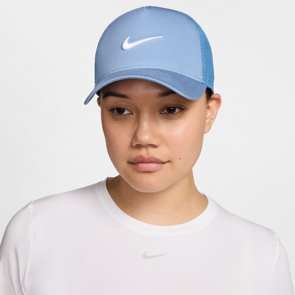 Nike Unisex Swoosh Rise Trucker Adjustable Hat - Light Blue