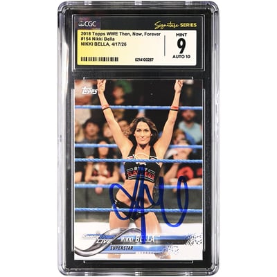 Nikki Bella WWE Autographed 2018 Topps Then, Now, Forever #154 CGC Fanatics Witnessed Authenticated 9/10 Card