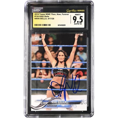Nikki Bella WWE Autographed 2018 Topps Then, Now, Forever #154 CGC Fanatics Witnessed Authenticated 9.5/10 Card