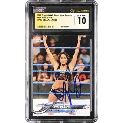 Nikki Bella WWE Autographed 2018 Topps Then, Now, Forever #154 CGC Fanatics Witnessed Authenticated GEM MINT 10 Card