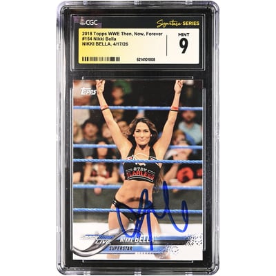 Nikki Bella WWE Autographed 2018 Topps Then, Now, Forever #154 CGC Fanatics Witnessed Authenticated MINT 9 Card