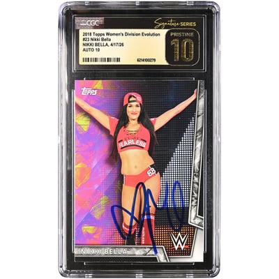 Nikki Bella WWE Autographed 2018 Topps Women's Division Evolution #23 CGC Fanatics Witnessed Authenticated PRISTINE 10/10 Card