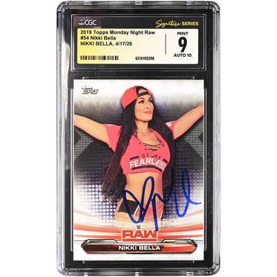 Nikki Bella WWE Autographed 2019 Topps Monday Night Raw #54 CGC Fanatics Witnessed Authenticated 9/10 Card