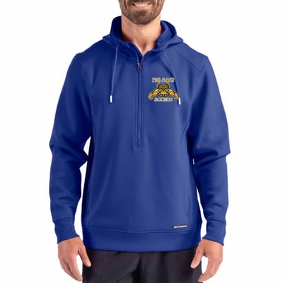 North Carolina A&T Aggies Cutter & Buck Roam Recycled Buttery Soft Knit Half-Zip Hoodie - Blue
