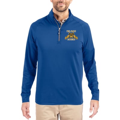  North Carolina A&T Aggies Cutter & Buck Soft Knit Stretch Raglan Quarter-Zip Pullover - Blue