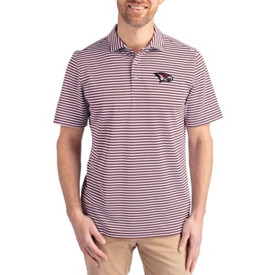 North Carolina Central Eagles Cutter & Buck Virtue Recycled Stripe Featherlight Pique Polo - Maroon