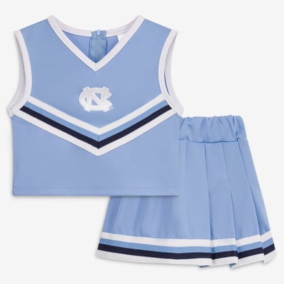 North Carolina Tar Heels Little King Girls Toddler Two-Piece Cheer V-Neck Top & Skirt Set - Carolina Blue