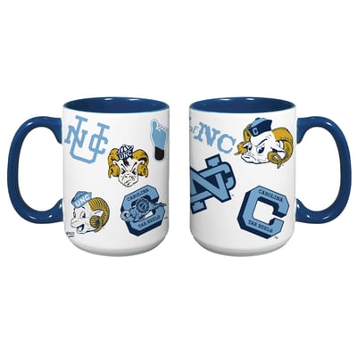 North Carolina Tar Heels Indigo Falls Core College Vintage Medley Two-Pack Mug Set