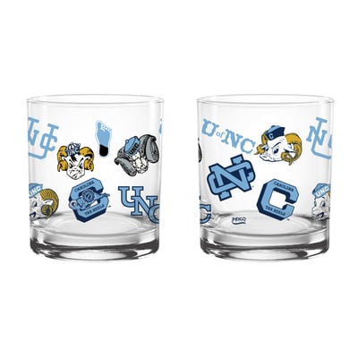 Indigo Falls North Carolina Tar Heels Medley Vintage Rocks Glass - Set of 2
