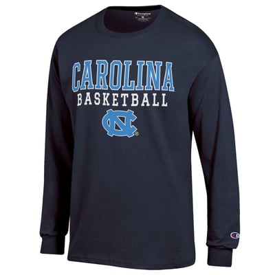 North Carolina Tar Heels Champion Basketball Stack Long Sleeve T-Shirt - Navy