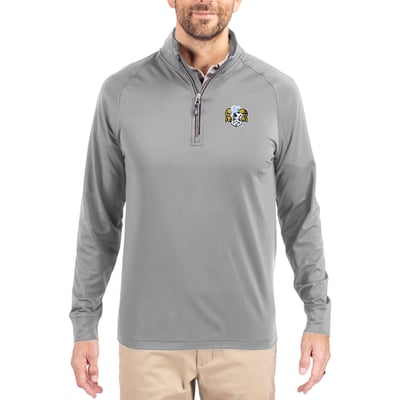  North Carolina Tar Heels Cutter & Buck Vault Adapt Eco Knit Stretch Recycled DryTec Quarter-Zip Top - Gray