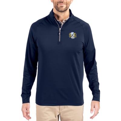  North Carolina Tar Heels Cutter & Buck Vault Adapt Eco Knit Stretch Recycled DryTec Quarter-Zip Top - Navy