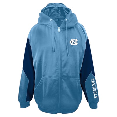 North Carolina Tar Heels Fanatics Big & Tall Sleeve Block Full-Zip Hoodie - Light Blue