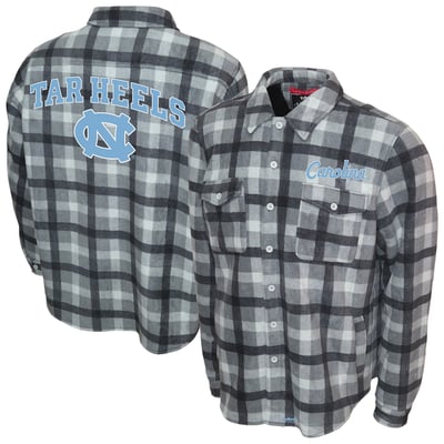North Carolina Tar Heels Franchise Club Sherpa Flannel Full-Button Jacket - Gray