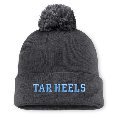  North Carolina Tar Heels Jordan Brand Peak Cuffed Knit Hat With Pom - Anthracite